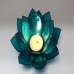 Racdde Capiz Tea Light Holder, Three Rings of Translucent capiz Shell Petals-Flickering Light Decor Measures 5" Dia (Blue) 