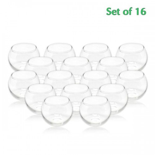 Racdde Tea Light Candle Holder, Clear, Lead Free Thick Mercury Glass, Set of 16, 2" Top D x 2.75" H, Home Decor for Weddings, Parties, Aromatherapy, Decorative LED/Tea Light Candles 