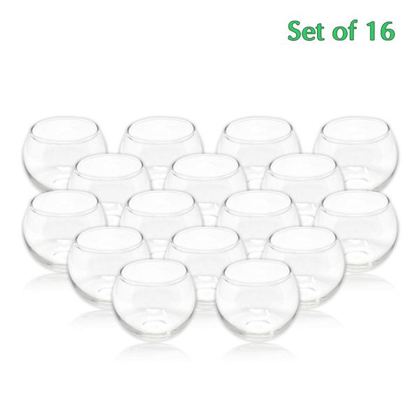 Racdde Tea Light Candle Holder, Clear, Lead Free Thick Mercury Glass, Set of 16, 2" Top D x 2.75" H, Home Decor for Weddings, Parties, Aromatherapy, Decorative LED/Tea Light Candles 