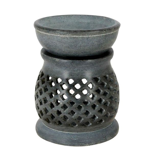 Racdde Indian Decorative Items for Home Handmade Lamps Tealight Candle Holder Grey Soap Stone 3 Inch 