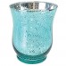 Racdde Mercury Glass Hurricane Votive Candle Holder 3.5-Inch (12pcs, Speckled Aqua) - Mercury Glass Votive Tealight Candle Holders for Weddings, Parties and Home Décor 