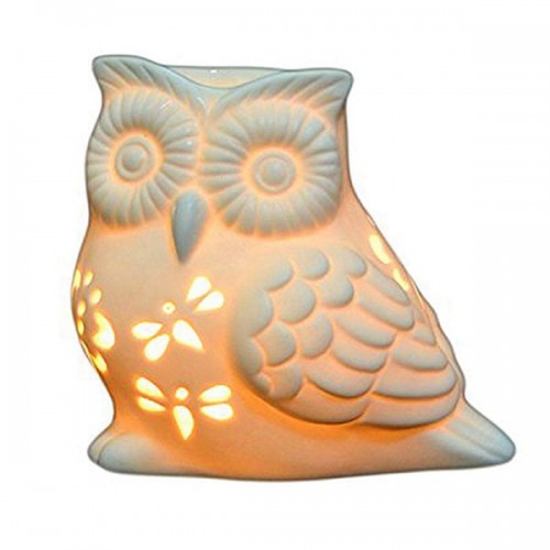 Racdde Owl Shape Ceramic Tea Light Holder/Wax Melt Warmer, Aromatherapy Essential Oil Burner, Great Decoration for Living Room, Balcony, Patio, Porch & Garden 