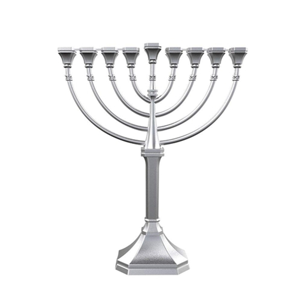 Racdde Hanukkah Menorah Satin Silver Traditional Full Size Non Tarnish - Classic Graceful Style Precision Die Cast 
