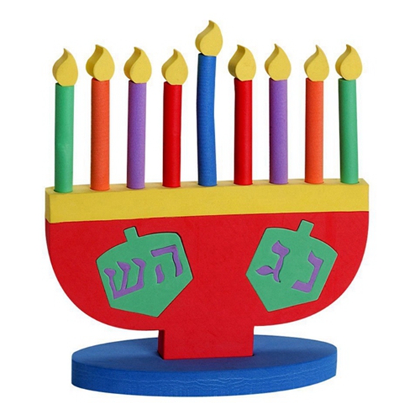Racdde Hanukkah Foam Toy Menorah with Removable Candles and Dreidel Design 