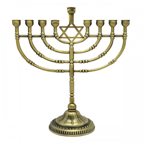 Racdde Traditional Bronze Candle Menorah Chanukah Candles - Traditional Rounded Branches - Hanukkah Menorah 