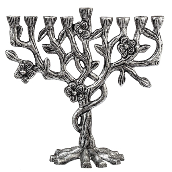 Racdde Artistic Aluminum Candle Menorah - Fits All Standard Chanukah Candles - Tree of Life Design 