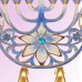 Racdde Hand Painted Blue and Ivory Flower Menorah Candelabra, Embellished with Gold Accents and Crystals Jewish Candle Holder Hanukkah Gift for Housewarming Showpiece Centerpiece for Living Room 