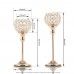 Racdde Pack of 2 Gold Crystal Pillar Candle Holders Home Decor Candelabra Wedding Centerpieces for Dining Room Table 