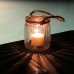 Racdde Beach Chic Nautical Rope Hurricane Lamps, Clear Glass Candle Holder, for LED or Wax Votive, Pillar or Tealights, Wind Light, Set of 5, 2 3/4 x 2 3/4 x 3 1/2 Inches 