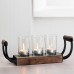 Racdde Votive Candle Centerpiece, Decorative Wood Candle Holder Center Piece for Living Room, Dinning Room, Table Decor, Mantel and Wedding – 4 Piece Rustic Candle Holder 