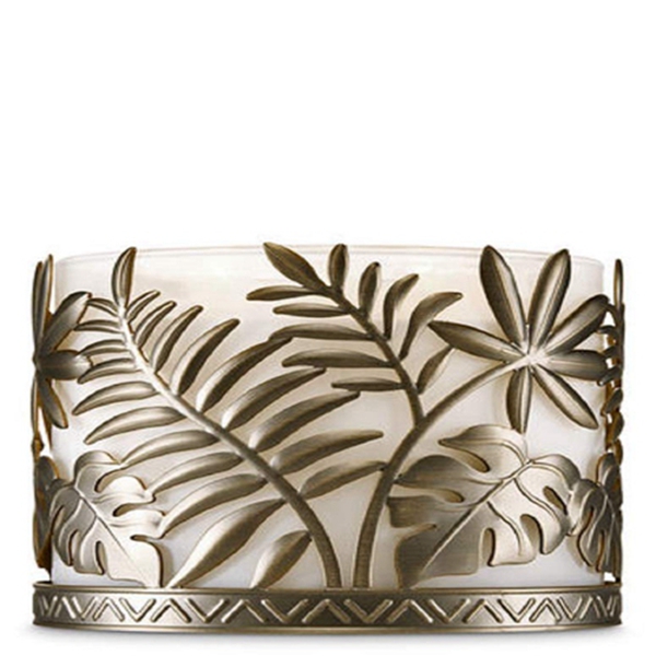 Racdde 3 Wick Candle Sleeve Holder Bronzed Palm Leaves 