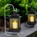Racdde Decorative Candle Lanterns, Set of 3 Indoor and Outdoor Black Lanterns with LED Pillar Moving Wick Flameless Candles, 5 Hours Timer 