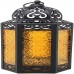 Racdde Moroccan Style Candle Lanterns, Amber Glass, Set of 3 