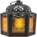 Racdde Moroccan Style Candle Lanterns, Amber Glass, Set of 3 