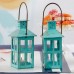 Racdde Mini Decorative Lantern,Vintage Metal Tealight Candle Lanterns, Centerpiece for Wedding Table, Accent Piece & Party Favor, Turquoise - 12 Sets(Small) 