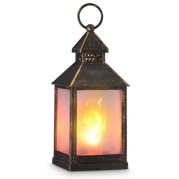 Racdde 11" Vintage Style Decorative Lantern,Flame Effect LED Lantern,(Golden Brushed Black,4 Hours Timer) Indoor Lanterns Decorative,Outdoor Hanging Lantern,Decorative Candle Lanterns 
