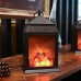 Racdde Decorative Realistic Fireplace Lantern and Battery Operated USB Operated 6 Hour Timer Included Tabletop Fireplace Lantern Indoor/Outdoor Fireplace Lamp 1 PC Black 