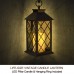 Racdde 14" Vintage Candle Lantern with LED Flickering Flameless Candle (Black, 6hr Timer) - Tabletop Lantern Decorative Outdoor - Candle Lantern Battery Operated - Hanging Lantern for Gazebo BZX 