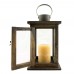 Racdde 11" Wooden Candle Lantern, Medium, brown 