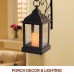 Racdde /Pack of 2/ Vintage Candle Lantern with LED Flickering Flameless Candle (Black, 8hr Timer, Batteries Included) - Outdoor Hanging Lantern LED - Decorative Lanterns Battery Powered 