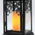 Racdde Black Decorative Lanterns 18" H Candle Lantern Tempered Glass Dancing Flame LED Candle with 5 Hours Timer Feature. for Indoor Outdoor, Events，Parties and Weddings. 