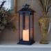 Racdde Traditional Metal Lantern with LED Candle, Warm Black 
