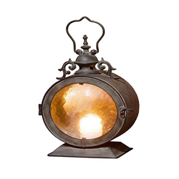 Racdde Metal Round Hanging Candle Lantern with Curved Glass Insert 
