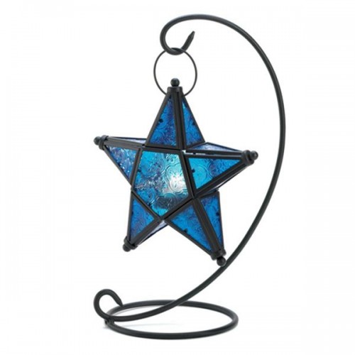 Racdde Blue Sapphire Star Tabletop Candleholder Lantern Decor 