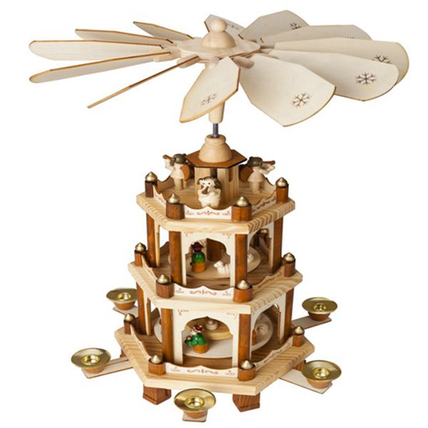 Racdde Wooden Christmas Pyramid - 18 Inches - 3 Tier Carousel - Nativity Play 