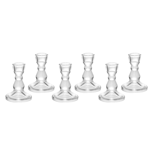 Racdde 3/4 inch Taper Candle Holder, Glass Candlestick Holder Set of 6 for Christmas Decor, Wedding, Party and Home Dinner Decor (Exclude Candles) 