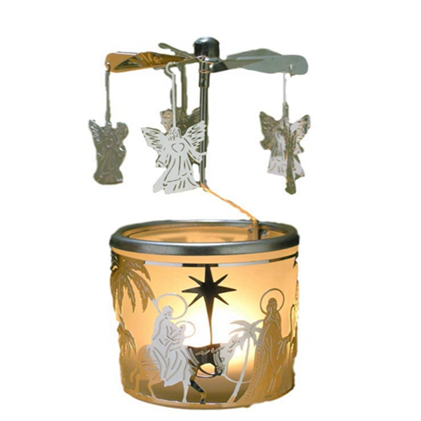 Racdde Spinning Angels Candle Holder with Holy Family Scene Scandinavian Style 