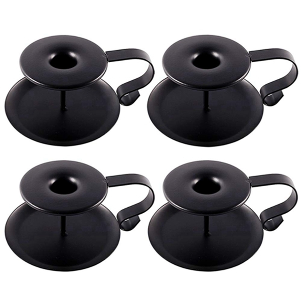 Racdde Retro Iron Taper Candle Holder, Set of 4, Simple Black Candlestick Holders Candlelight Stand for Halloween Christmas Dining Room Home Decoration Display 
