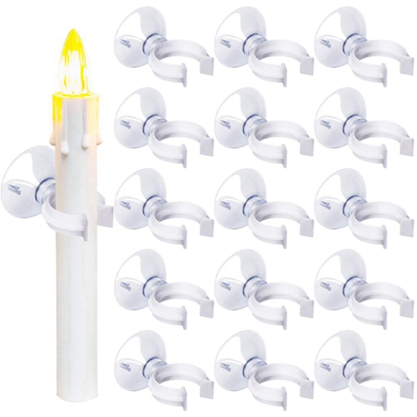 Racdde 50 Pack Christmas Candle Holder Clamps Window Candle Suction Cups Clamp Suction Cups Candle Holder Clamps for Christmas Candle Lamp 