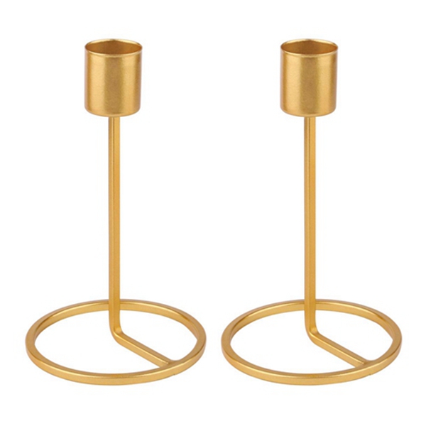 Racdde Candle Holders, Gold Brass Candlestick Holders Metal Taper Candle Holders Fit 1 Inch Taper Candle, Decorative Candle Stand 3.6 Inch Height for Wedding and Dinner Table 