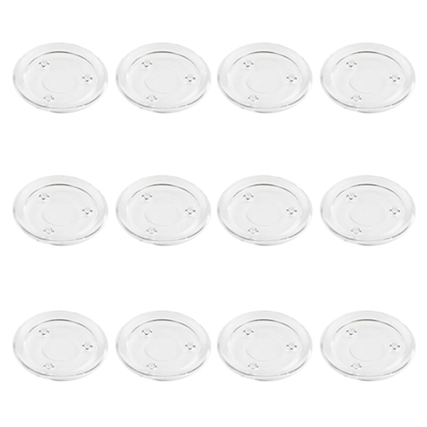 Racdde Pillar Candle Holder Plates - 12-Pack 4-inch Basic Round Glass Pillar Candle Holders Wedding, Spa, Home, Party Decoration, Clear, 4 inches in Diameter 