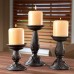 Racdde Set of 3 Resin Pillar Candle Holders - 8", 6", 4.5" High. Ideal for LED and Pillar Candles, Gifts for Wedding, Party, Home, Spa, Reiki, Aromatherapy, Votive Candle Gardens  
