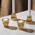 Racdde Glass Taper Tealight Holder Set - Amber Gold Glass, Reversible, Traditional Window Candles, 2.5" High, Thanksgiving Seasonal Home Decor, Holiday, Fits All Candlestick - 4 Pack 