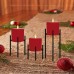 Racdde Metal Pillar Candle Holders Set of 3 Black Candlesticks for Fireplace/Living Room/Dinning Room Table Candelabra Decoration Modern Art Classic Design with Geometric Shape 