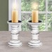 Racdde Candle Stands Wooden for Pillar Candles,Rounded Turned Colums, Sustainable Woods, Country Style, Idle for Reiki, Aromatherapy, Votive Candle Garden Home décor - 6 Inch Set of 2 - White Antique 