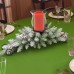 Racdde 30 Inch Dunhill Fir Centerpiece with 9 Cones, 6 Red Berries, 1 Candle Holder and Snow  