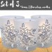 Racdde Snowflake Candleholders with Flameless Flickering LED Candles Set of 3 Frosted Glass Glittery Snowflakes with Jewels - 2.75" H 