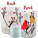 Racdde Cardinal Votive Holders - Set of 3 Frosted Glass Candle Holders - Cardinal Birds in a Winter Scene with Berries - 3 Flameless Tealight Candles Included 
