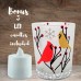 Racdde Cardinal Votive Holders - Set of 3 Frosted Glass Candle Holders - Cardinal Birds in a Winter Scene with Berries - 3 Flameless Tealight Candles Included 