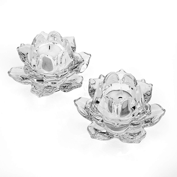 Shannon by Racdde Lotus Crystal Votive Pair Candle Holders, Set of 2 
