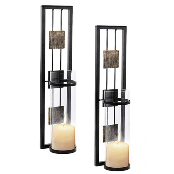 Racdde Wall Sconce Candle Holder Metal Wall Decorations for Living Room, Bathroom, Dining Room, Set of 2 