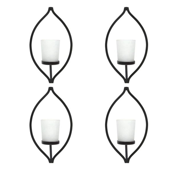 Racdde Set of 4 Wall Sconce with Frosted Glass Tea Light Holder- 7 Inch High. Ideal Gift for Wedding, Party, Spa, Aromatherapy, LED Tea Light Candle Garden. O9 