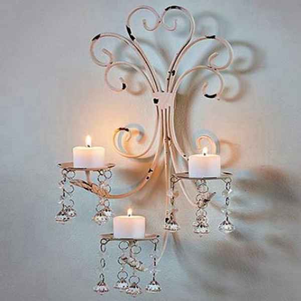 Racdde Wall Chandelier Candle Holder Sconce Shabby Chic Elegant Scrollwork Decorative Metal Vintage Style Decorative Home Accent Decoration 