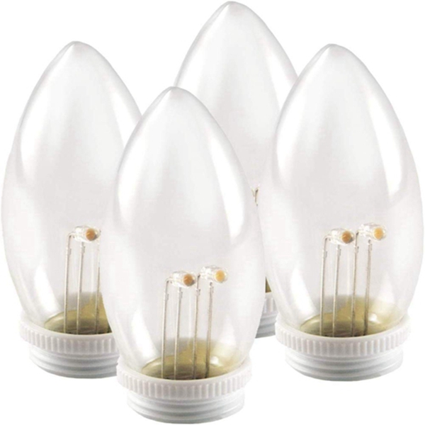 Racdde Ultra Bright, Battery Operated LED Window Candle Replacement Bulbs, P-1935-R4-W-RH, for White Candlesticks (4 Bulbs/Pack) 
