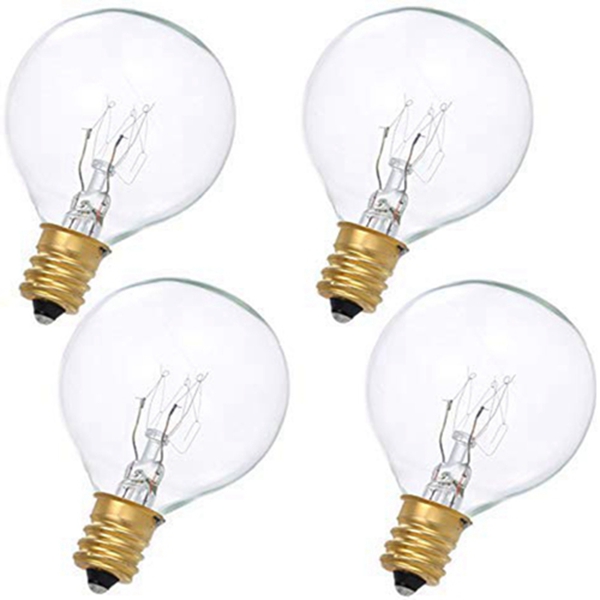 Racdde（4 Pack）Wax Warmer Bulbs, 25 Watt G50 Bulbs for Full-Size Scentsy Warmers, E12 Incandescent Candelabra Base Clear Light Bulbs for Candle Wax Warmer,Dimmable - Warm White - 110-130 Volt Light Bulbs 