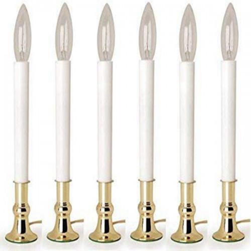Racdde Electric Welcome Candle Lamp W/Sensor Boxed-7, White / Brass, 9" 